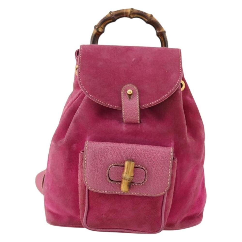 Gucci Bamboo Suede Backpack Pink